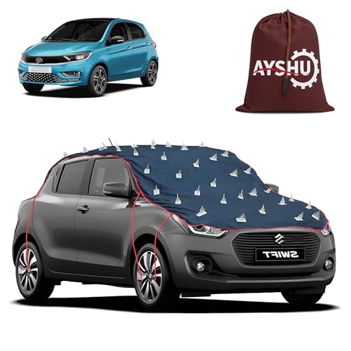 Image of AYSHU Water-Resistant Spike Car Cover for Tata Tiago 2020 - Protects from Dogs, Monkeys, Dust, Sunlight & UV - Full Roof Universal Fit