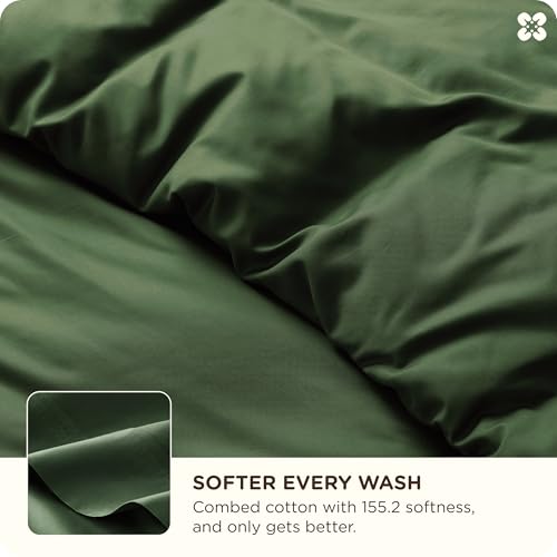 Image of Bedsure Cooling Duvet Cover King Size, Cotton & Viscose Derived from Bamboo Duvet Cover Set, PureWoven Ultra-Soft, Breathable & Lightweight Home Bedding for All Seasons(Olive Green,104 inchx90 inch)