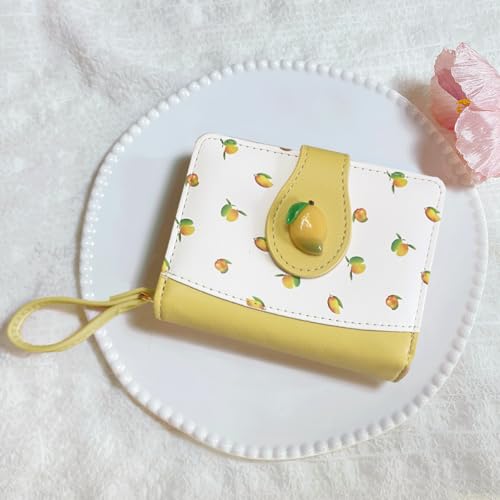 Image of Cute Print Wallet Blueberry Strawberry Cherry Wallet with Credit Card Holder Zipper Coin Purse for Women Girls (MANGO)