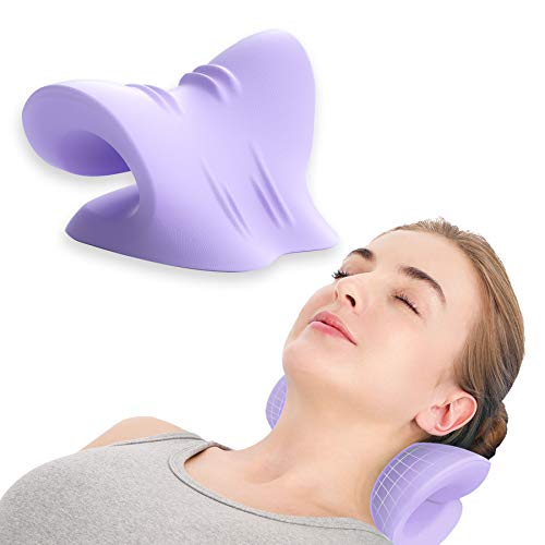Cervical Neck Traction Device, Allinko Neck Stretcher for Pain Relief, Cervical Neck Pillow, Neck Massage Pillow for Relieve Muscle Tension and TMJ Pain (Purple)