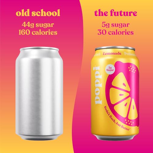 Image of Poppi Prebiotic Soda, Sparkling Water & Fruit Juice, Lemonade, 12 Oz, 12 Pack