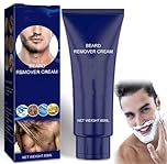 Men Permanent Hair Beard Removal Cream, Depilatory Paste for Face, Gentle Fast-Acting Hair Remover for Beard, Facial & Body, Painless Hair Removal Cream for Men, Suitable for All Skin Types (1)