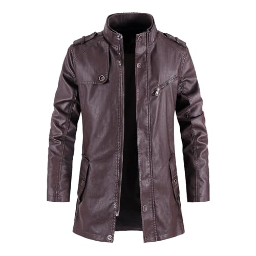 Stylish Men's Casual Jackets Fashion Statement Mid Length Leather Coat