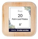 Kijani Palm Leaf Plates | Bamboo Plates Disposable Like | 8 Inch Square 20 Pack | Biodegradable, Compostable & Eco-friendly | Premium, Sturdy, Durable & Heavy Duty Like Wood