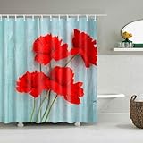 Duschvorhang 180x200 Distel, Duschvorhänge Antischimmel 3D Blau, Shower Curtains Wasserdicht Waschbar, Duschrollo für Badewanne Badezimmer, mit 12 Ringe 2789YL