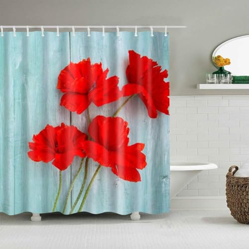 Duschvorhang 180x200 Distel, Duschvorhänge Antischimmel 3D Blau, Shower Curtains Wasserdicht Waschbar, Duschrollo für Badewanne Badezimmer, mit 12 Ringe 2789YL