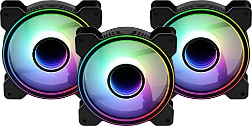 Aerocool Mirage PC Case Fan  12 Pro, 3 x ARGB Translucent Fans 120mm, 1 x H66F RGB Hub, Infinity Mirror Design, Includes 6-pin connector, Remote Control, Curved Blades and Anti-Vibration Pads, Black