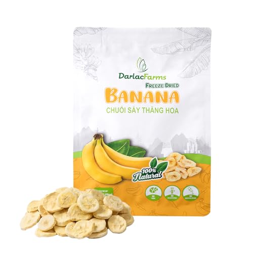 DARLAC FARMS Freeze Dried Banana Chips Pack 1, 5.29 Oz, Premium Organic Crispy Crunchy Natural Healthy Fruit Snacks for Kids, Adults & All Ages, No Sugar Added