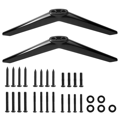 Pied TV Universel Pour Tcl Support Pour La Plupart Des Supports TV De 32/40/49/50/55 Pouces Pieds De Meuble TV Noirs Avec Jeu Vis Et Patins Antidérapants Abs Pied Compatible Avec Sharp, Samsung, Lg Et