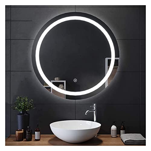 50x50cm Espejo de baño con luz led, Sin marco, Espejo de Maquillaje montado en la Pared, Atenuación Infinita, IP44 Impermeable 60x60cm 70x70cm 80x80cm ( Color : Single touch , Tamaño : 50x50cm ) Cover