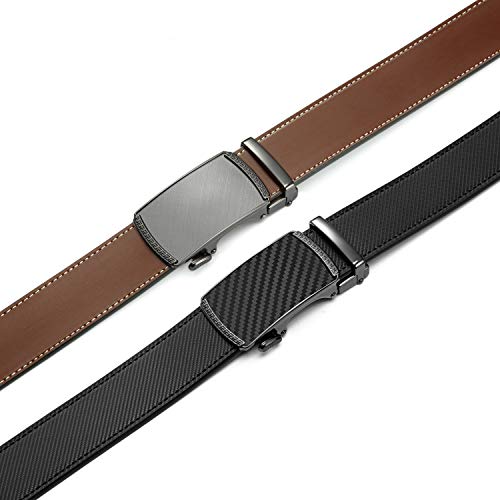 Image of CHAOREN Mens Belt Leather Ratchet Belt 2 Pack - Customizable Fit, Effortless Style (35mm)