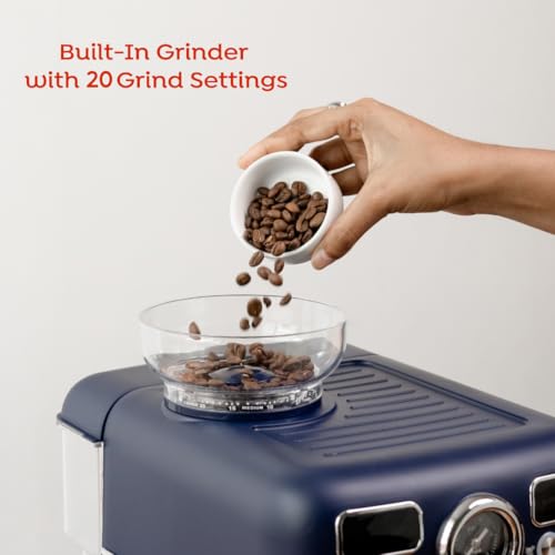 Image of Sipologie Cafe Maestro Pro Espresso Machine with In-Built Burr Coffee Grinder, 20 Bar Pressure Pump and Milk Foamer, Coffee Machine for Home & Office | Cappuccino, Latte & Espresso