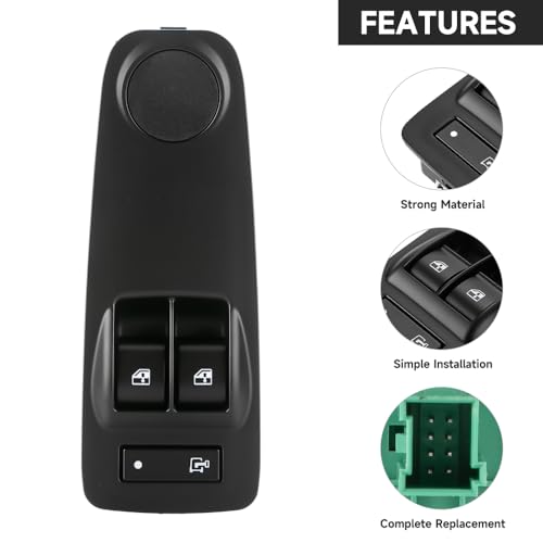 Front Driver Side Master Power Window Switch - Compatible for Ram ProMaster 1500 2500 3500 2014-2017 - Replace Part 1ZP75JXWAC