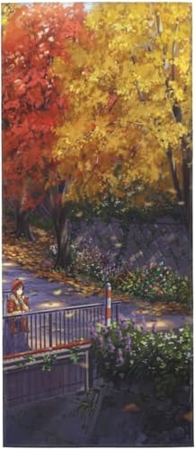 紅葉 秋 秋の木 アニメ 少女 タオル フェイスタオル マイクロファイバー ホテル仕様 ふわふわ 柔らか肌ざわり ハンドタオル 吸水速乾 薄手 バス用品 プレゼント 12x27.5in