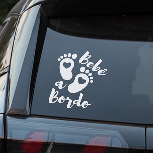 Bebe a bordo, Pegatina bebe a bordo coche 16 x 13.5 cm, Pegatinas de Bebe a Bordo, Pegatina Resistente a UV e Impermeable