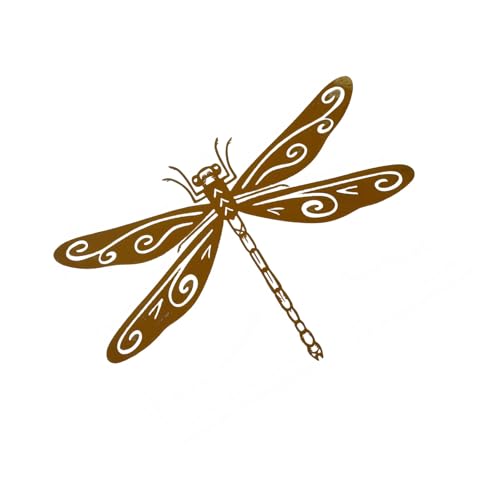 YAOGUI Statue de libellules en métal fabriquée à la main pour la décoration extérieure de jardin, sculpture d'art en fer résistante à la rouille, ornement vintage en fer pour jardin