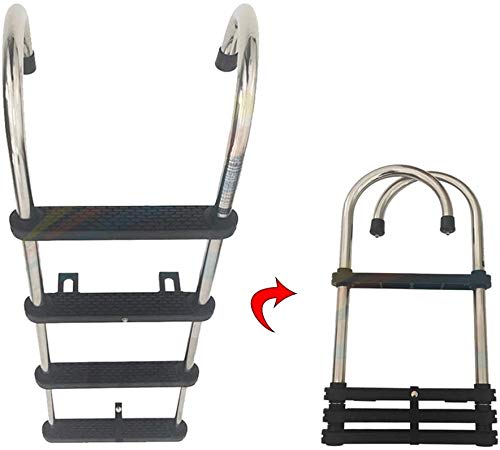 Échelle télescopique bateau en acier inoxydable 4 marches pour ponton et piscine