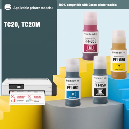 Image of KOSH PFI-050 Refill Ink Compatible for imagePROGRAF TC-20, TC-20M Ink Tank Printers