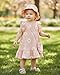 SODLON Toddler Girl Dresses 18 24 Months Baby Clothes Summer Boho Ruffle Pink Daisy Dress Sleeveless Linen Cottagecore Sundress with Hat & Bag Sweet Holiday Gifts Outfits