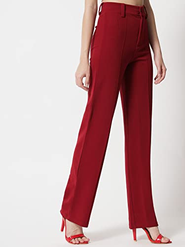 Image of KOTTY Women Polyester Blend Solid Trousers