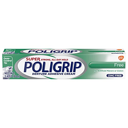 Super Poligrip Zinc Free Denture Adhesive Cream, 2.4-Ounce Tubes (Pack of 4) by Super Poli-Grip Cover