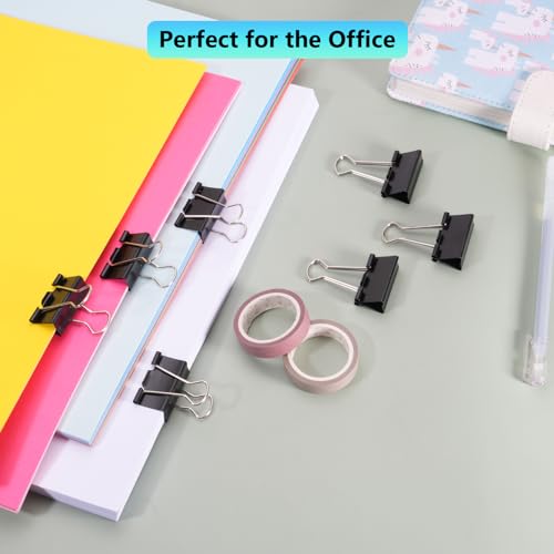 60PCS Medium Binder Clips, 1-1/4 Inch (32mm), Black Metal Paper Clamps for Teachers, Students, School, Office, Business Supplies (1.25in) image 4