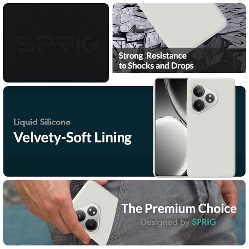Image of SPRIG Compatible with Realme GT 6T 5G Premium SilkTone (Liquid Silicone) Back Cover Drop Tested Shock Proof Mobile Case for Men, Women, Boys and Girls with Camera Protection (Light Grey)