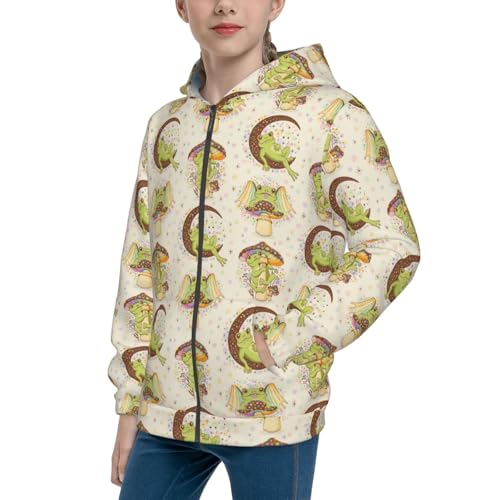 Frogs Kid Hoodies Boys Zip Up Sweatshirts Girls Pullover with Pocket