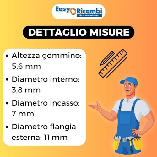 Easyricambi - Gummihalterung für Rauchsonden Pelletofen (für Kapseln von 3,8 bis 4 mm) Ersatzteile und Zubehör für Pelletofen, Pelletheizung, Silikongummi für hohe Temperaturen für Rauchabzieher