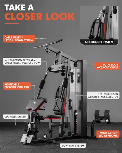 Mikolo Home Gym, Workout Station with 150LBS Weight Stack, Multifunctional Home Gym Equipment, Exercise Equipment for Full Body Strength Training - Image 7