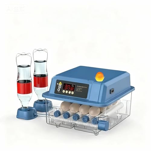 Couveuse Oeuf Automatique, Incubateur Oeuf Automatique avec Contrôle Température/Humidité, Retournement Auto,Éclairage Intégré, Double Alimentation pour Poulets, Canards, Cailles, Oies (15 Oeuf)