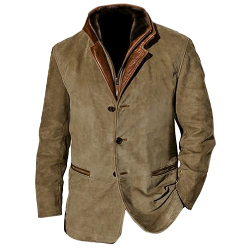 Men Vintage Lapel Cotton Coat with Pocket Single Breasted Classy Cozy Suit Blazer Fall Casual Business Outerwear