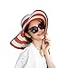 Queena Women Stripe Straw Hat Wide Brim Sun Hat Foldable Summer Beach Caps Gift for Mom Wife Girlfriend Red