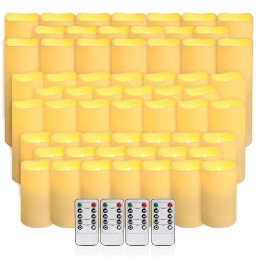 Image of fclayvts 60-Pack LED Flameless Candles with Remote Control - Perfect for Parties, and Special Occasions (Three Sizes)