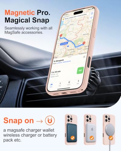 Image of Magnetic for iPhone 16 Pro Case,Shockproof Matte Cover,Cute Pink | with Screen Protector,Compatible with MagSafe,Military Grade Drop Protection,Full Camera Protection,Non-Slip Design Case