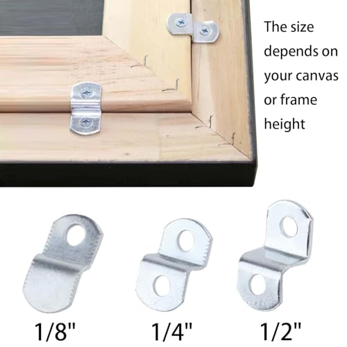 Image of 60 pcs Canvas Offset Clips for Picture Framing with Screws Framing Mirror Clips Kit (20 pcs Each of 1 /8 inch,1 /4 inch,1 /2 inch )