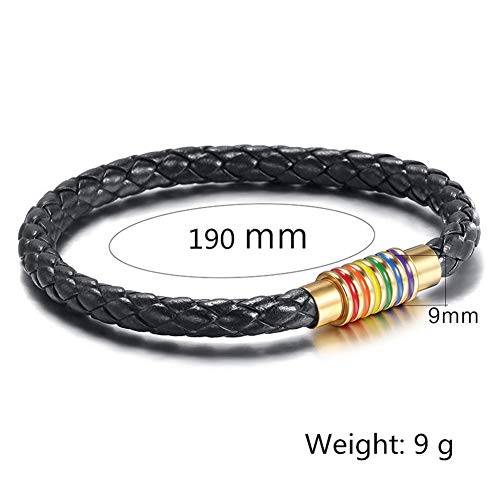 Image of Leather Braided LGBT Rainbow Bangle Bracelet - Gay & Lesbian Pride