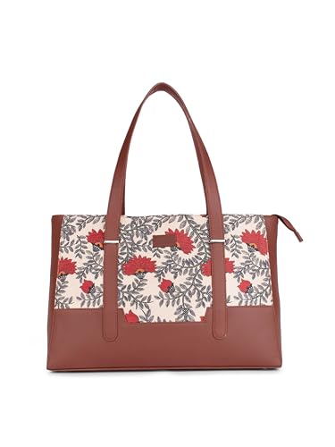Image of ZOUK Handcrafted Vegan Leather Travel Tote Bag for Women with Multiple Compartments | Spacious Water-Resistant Shoulder Bag for Travel, Vacation, Day Trips |