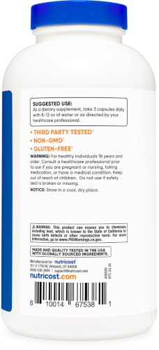 Image of Nutricost Psyllium Husk 1500mg Per Serving, 500 Capsules - Non-GMO & Gluten Free (Pack of 2)