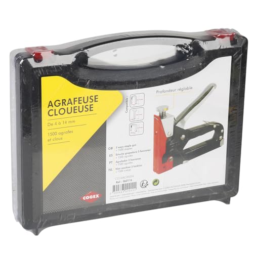Agrafeuse-cloueuse manuelle Cogex 60116 en coffret rigide pour agrafe et clou