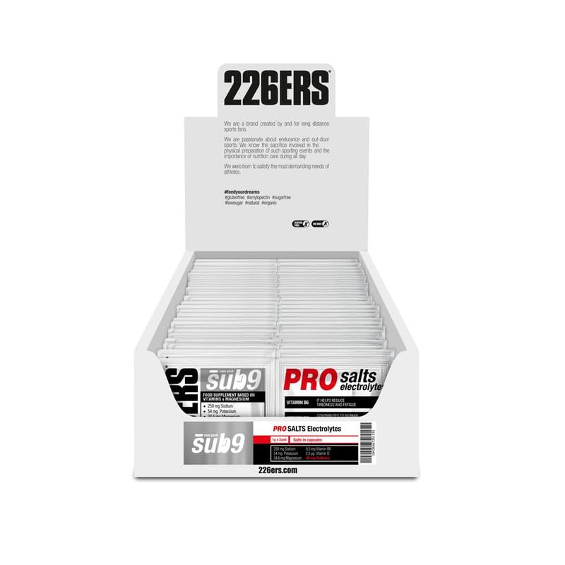 226ERS Sub9 Pro Salts Electrolytes, Sales Minerales con Vitaminas y Cafeína, Electrolitos - Cafeína, 40 Unidades