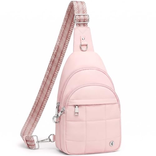 Fiiuos Anti Theft Sling Bag for Women, RFID Crossbody Purse Travel Pink