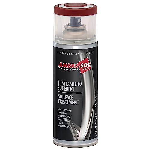 Ambro-Sol V400PAST9 Smalto Trattamento per Superfici, Antiruggine, Protegge dalla Ruggine le Superfici di Metallo, Copre Graffi e Imperfezioni, Bomboletta Spray in Banda Stagnata 400 ml, Rosso