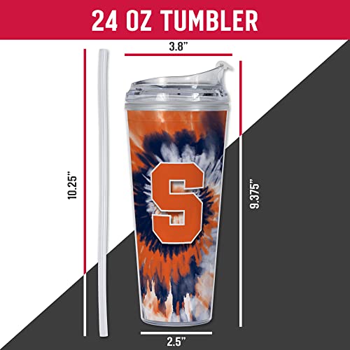Image of Rico Industries NCAA Glitter 24oz Acrylic Glitter Tumbler with Hinged Lid, Officially Licensed Double Wall Tumbler with Straw