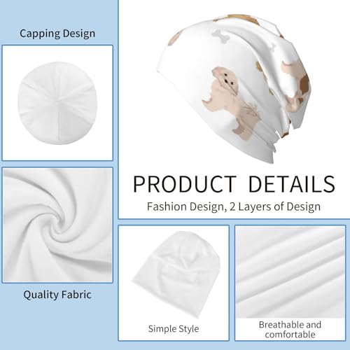 Cute Cavachon Pattern Beanie Hat Skull Cap miniatura 3