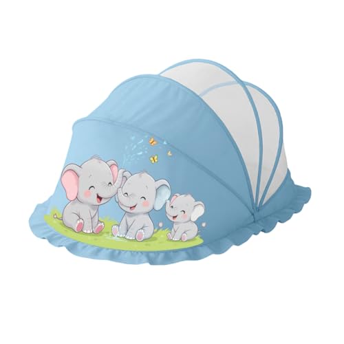 Image of SafeMyles Foldable Baby Mosquito Net,for Bed,Cradle & Mattress|Bottomless & Washable Baby Sleeping Net|Easy to Fold & Carry|Newborns & Infants(0-2 Year)L-90 x W-50 x H-50 cm-Baby Blue Elephant Design