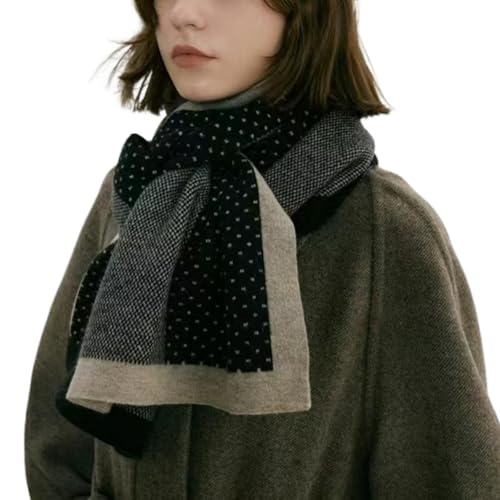 Womens Elegant Striped Winter Knit Scarf Vintage Plaid Thick Scarf Soft Cold Weather Warm Scarves Accessories