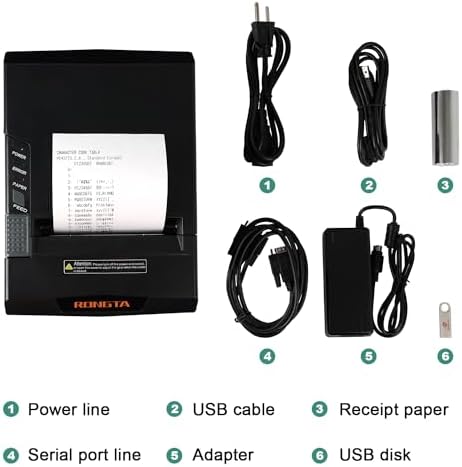 Rongta 자동 컷이 있는 열 영수증 프린터, 80mm, USB/LAN/시리얼, RP327 — 사진 6
