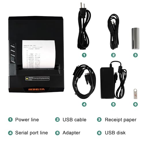 Image of Rongta Thermal Receipt Printer with Auto Cut for Retail & Small Businesses, 80mm POS Printer, High-Speed Kitchen Printer, USB /LAN /Serial, Compatible with Windows /Linux Cups /MacOS /JavaPos /OPOS, RP327