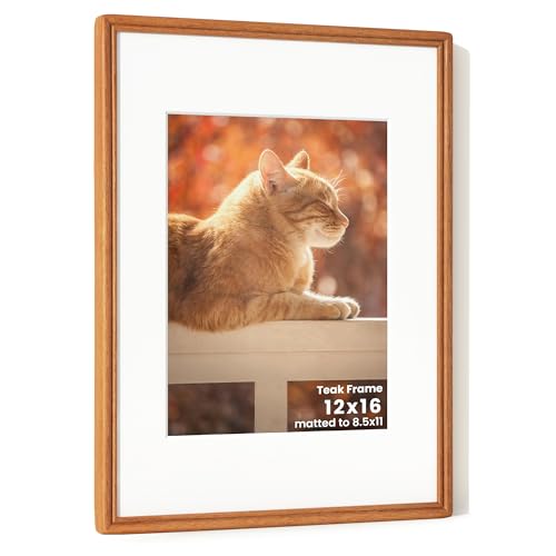 12x16 Picture Frame, Natural Solid Teak Wood Photo Frame|HD-Tempered Glass